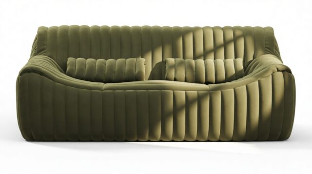 The Sandra – Olive Green Velvet, Two Seater Sofa