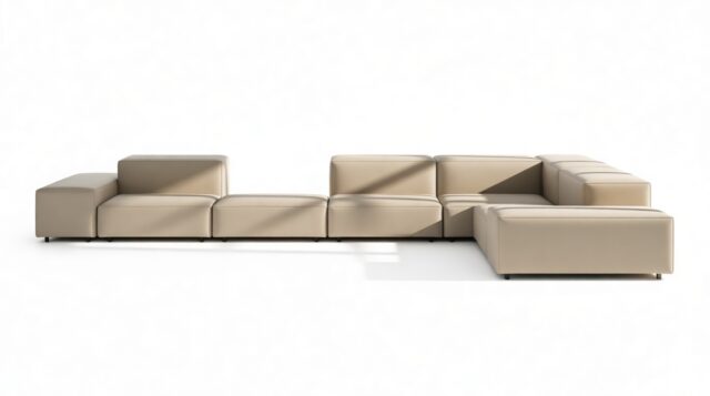 The Extrasoft – Beige Gray Vegan Leather, Large Corner (Right)