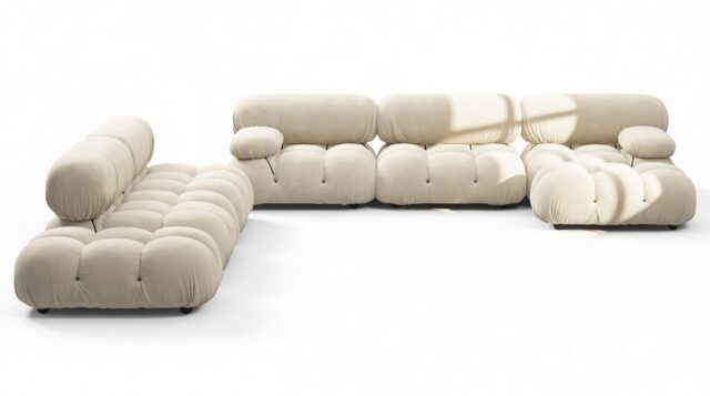 The Bellini – Eggshell Vegan Suede, Sectional (Large Left Corner)