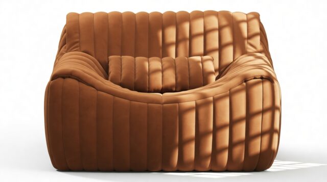 The Sandra – Burnt Orange Vegan Suede, Lounge Chair