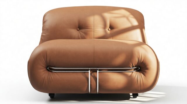 The Soriana – Chestnut Vegan Leather, Lounge Chair