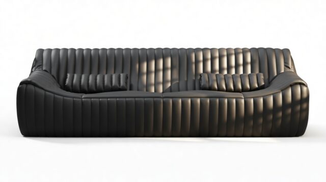The Sandra – Black Vegan Leather, Three Seater Sofa