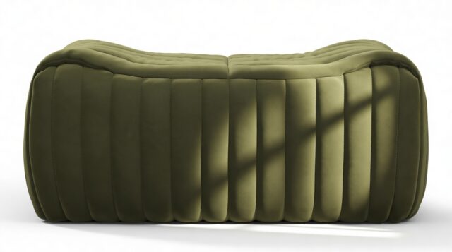The Sandra – Olive Green Velvet, Ottoman