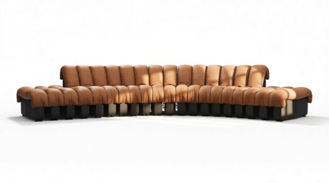 The DS 600 – Vintage Tan and Black Vegan Leather, Large Open End Sofa