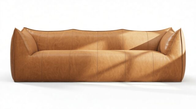 The Bambole – Distressed Brown Premium Leather, Three Seater Sofa