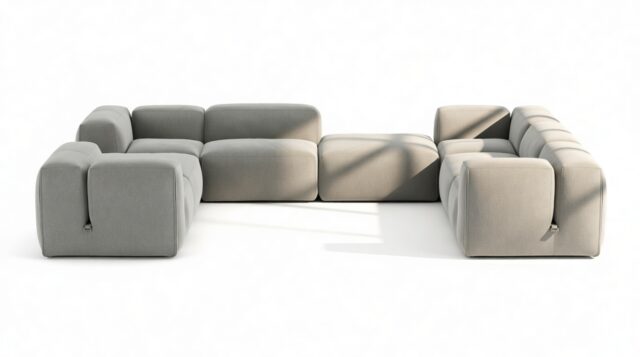 The Le Mura – Soft Gray Brushed Weave, Eight Seater (Right)