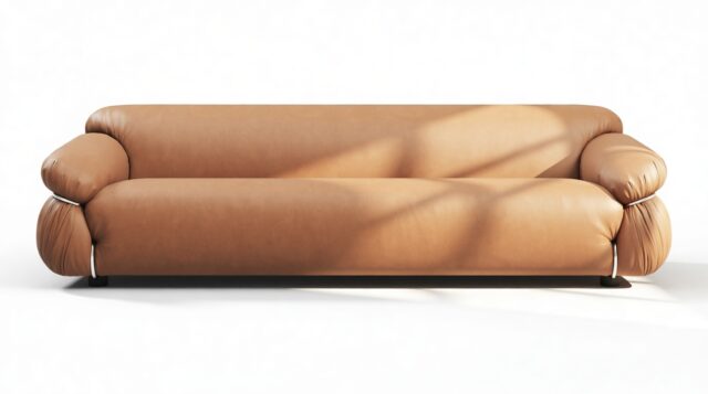 The Sesann – Chestnut Vegan Leather, Three Seater Sofa