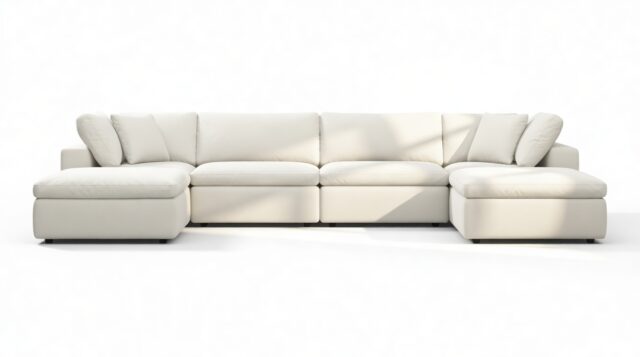 The Ciel – Oatmeal Brushed Weave, Sectional (Double Chaise)