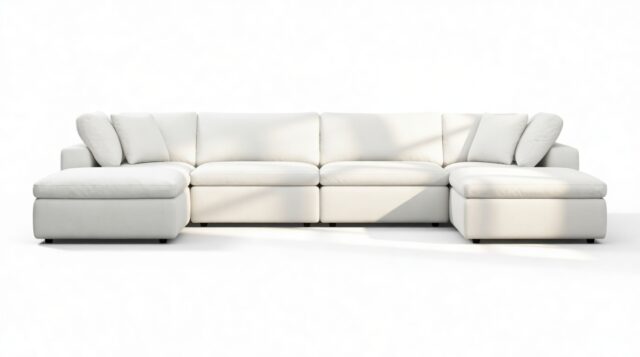 The Ciel – White Linen, Sectional (Double Chaise)