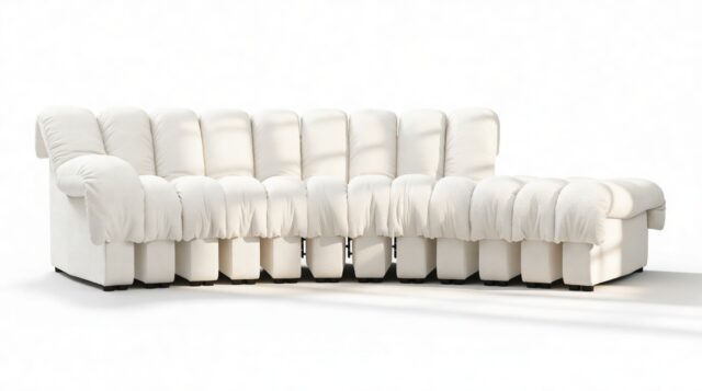 The DS 600 – White Boucle, Small Open End Sofa, Right