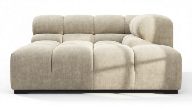 The Tufty – Beige Gray Chenille, Deep Corner Half (Right)