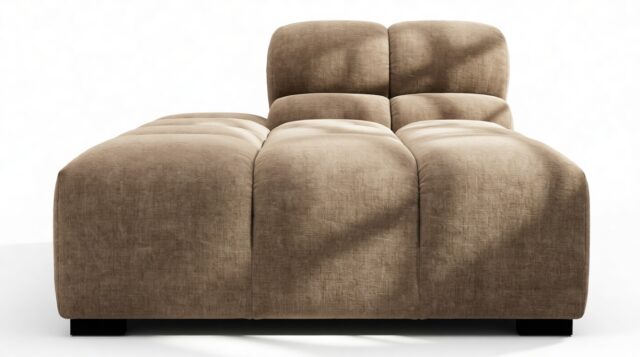 The Tufty – Cappuccino Brown Chenille, Armless Chaise (Left)