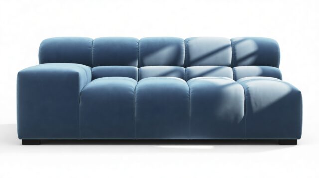 The Tufty – Aegean Blue Velvet, Extra Large Armrest (Left)