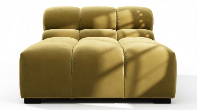 The Tufty – Olive Gold Velvet, Armless Chaise