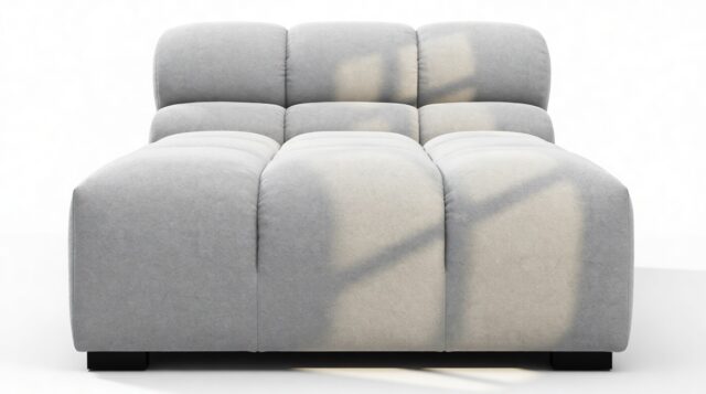 The Tufty – Light Gray Wool, Armless Chaise