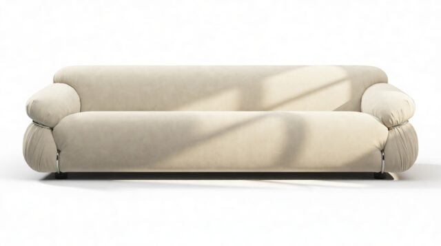 The Sesann – Eggshell Vegan Suede, Three Seater Sofa