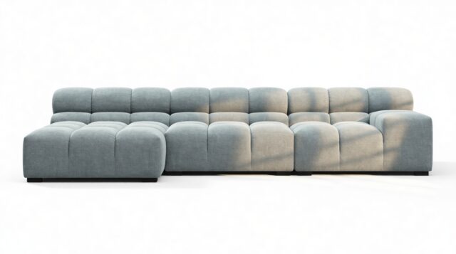The Tufty – Cerulean Chenille, Small Chaise (Left) – Sectional