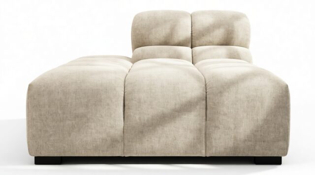 The Tufty – Beige Gray Chenille, Armless Chaise (Left)