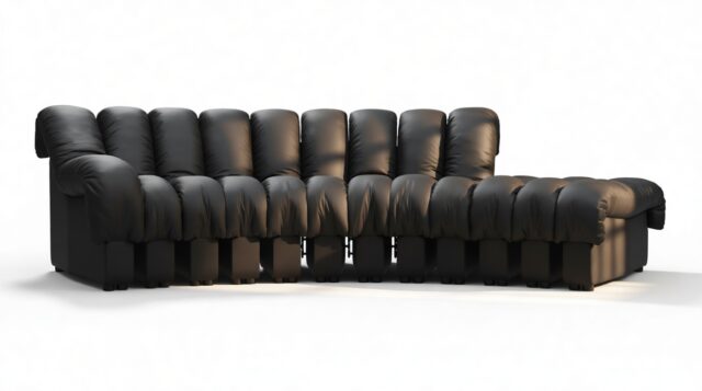 The DS 600 – Black Vegan Leather, Small Open End Sofa, Right