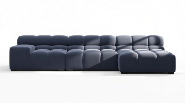 The Tufty – Royal Blue Wool, Small Chaise (Right) – Sectional