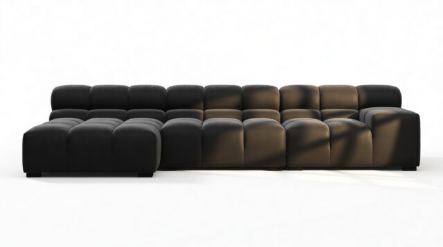 The Tufty – Black Velvet, Small Chaise (Left) – Sectional