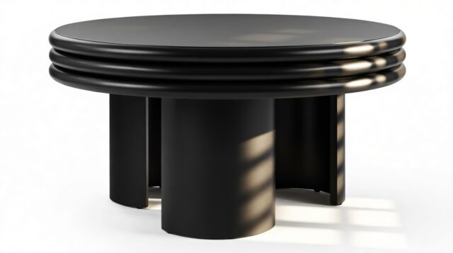 The Pasquale – Black, Round Coffee Table (High)