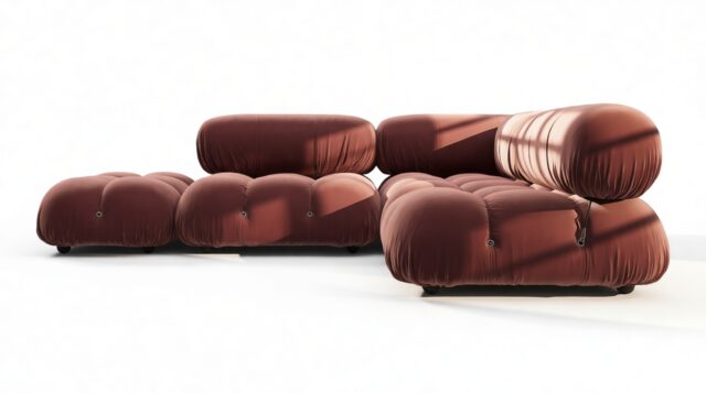 The Bellini – Maroon Velvet, Sectional (Small Right Corner)