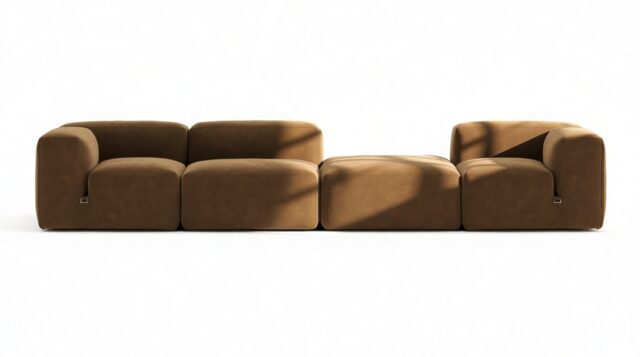The Le Mura – Brown Vegan Suede, Four Seater (Right)