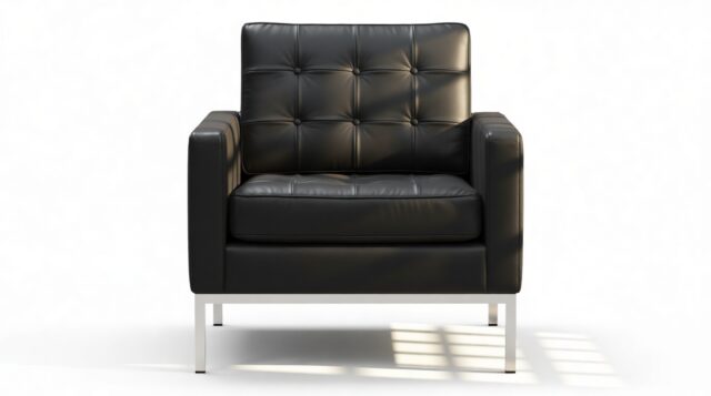 The Florence – Vintage Black Vegan Leather, Lounge Chair