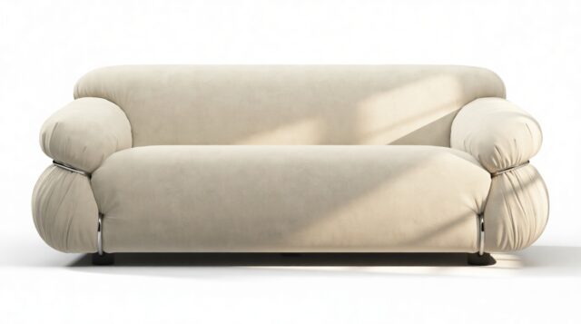 The Sesann – Eggshell Vegan Suede, Two Seater Sofa