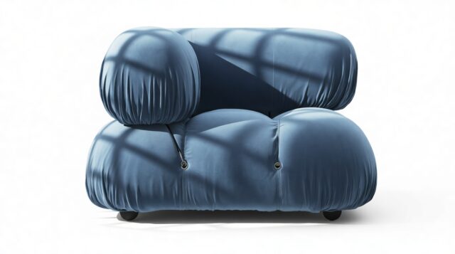 The Bellini – Aegean Blue Velvet, Left Corner