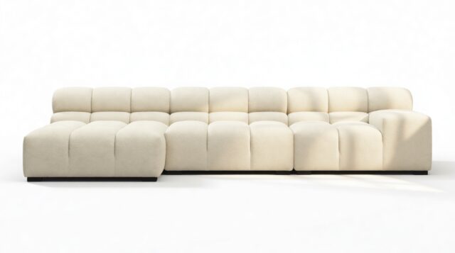 The Tufty – Eggshell Boucle, Small Chaise (Left) – Sectional