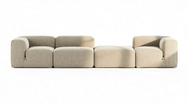 The Le Mura – Beige Gray Chenille, Four Seater (Right)
