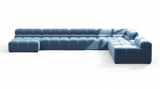 The Tufty – Aegean Blue Velvet, Extra Large Corner (Right) – Sectional