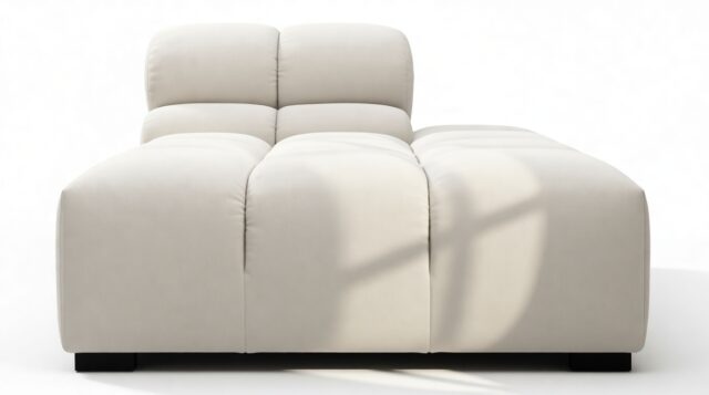 The Tufty – Oatmeal Brushed Weave, Armless Chaise (Right)