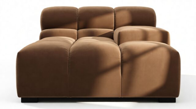 The Tufty – Mocha Velvet, Deep Armrest (Right)