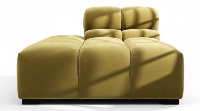 The Tufty – Olive Gold Velvet, Armless Chaise (Left)