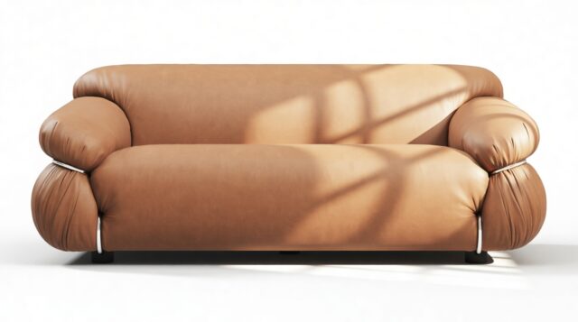 The Sesann – Chestnut Vegan Leather, Two Seater Sofa