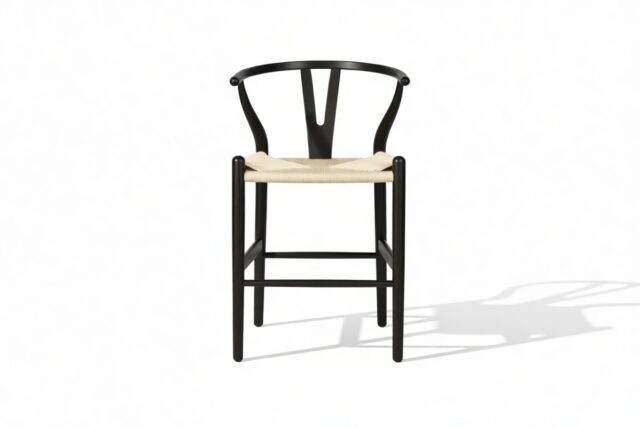 The Wish – Black with Natural Seat, Counter Stool