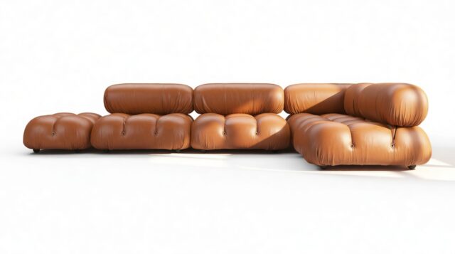 The Bellini – Tan Premium Leather, Sectional (Right Corner)