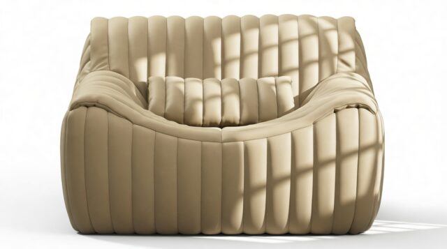 The Sandra – Beige Vegan Leather, Lounge Chair