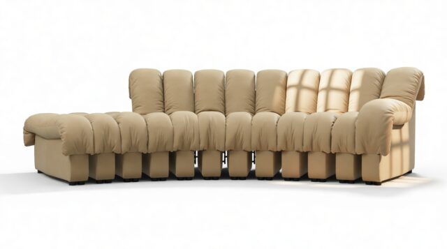 The DS 600 – Beige Vegan Leather, Small Open End Sofa, Left