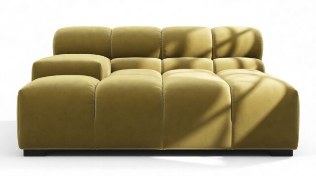 The Tufty – Olive Gold Velvet, Deep Large Armrest (Left)