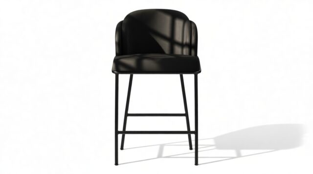 The Baruch – Black Velvet with Black Legs, Counter Stool