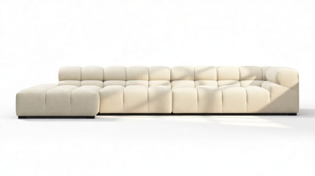 The Tufty – Eggshell Boucle, Sectional Large Chaise (Left)