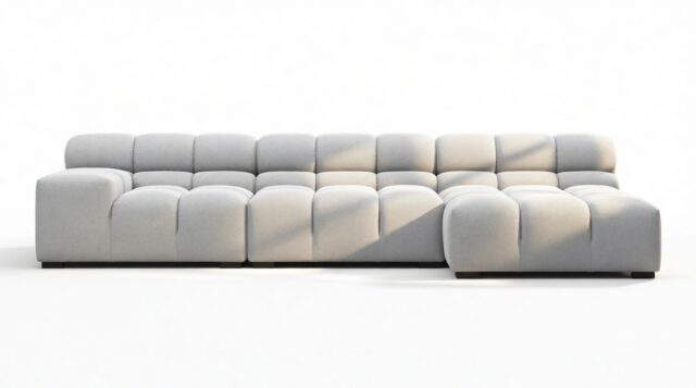 The Tufty – Light Gray Wool, Small Chaise (Right) – Sectional