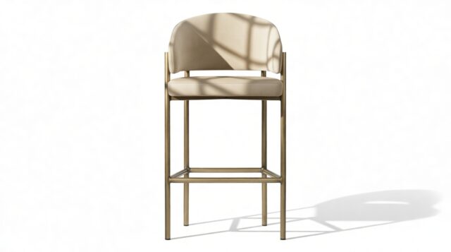 The Esther – Latte Vegan Suede and Brushed Brass, Counter Stool