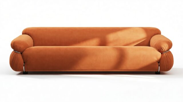 The Sesann – Apricot Velvet, Three Seater Sofa