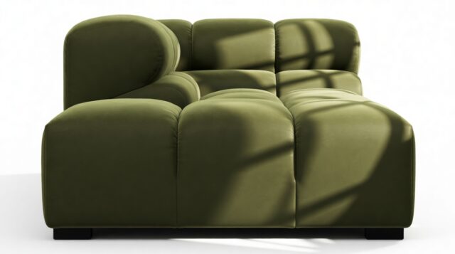 The Tufty – Thyme Luxe Velvet, Corner Half (Left)