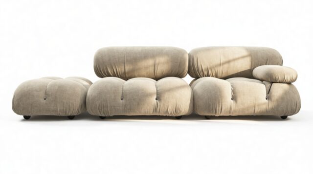 The Bellini – Beige Gray Chenille, Open End Sofa (Left)